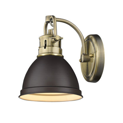Yep by Golden Lighting Duncan 1-light Vanity in Aged Brass and Rubbed Bronze shade - - Golden Lighting