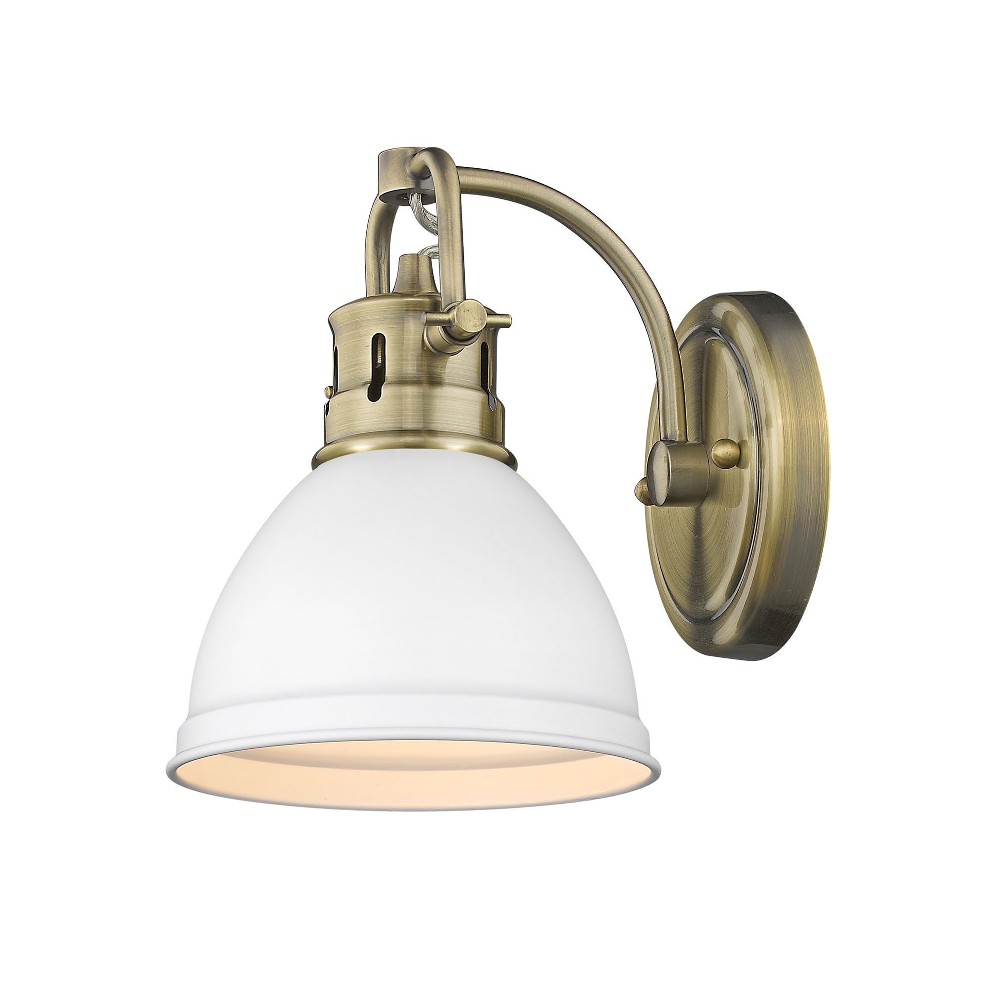 Yep by Golden Lighting Duncan 1-light Vanity in Aged Brass and Matte White shade - - Golden Lighting