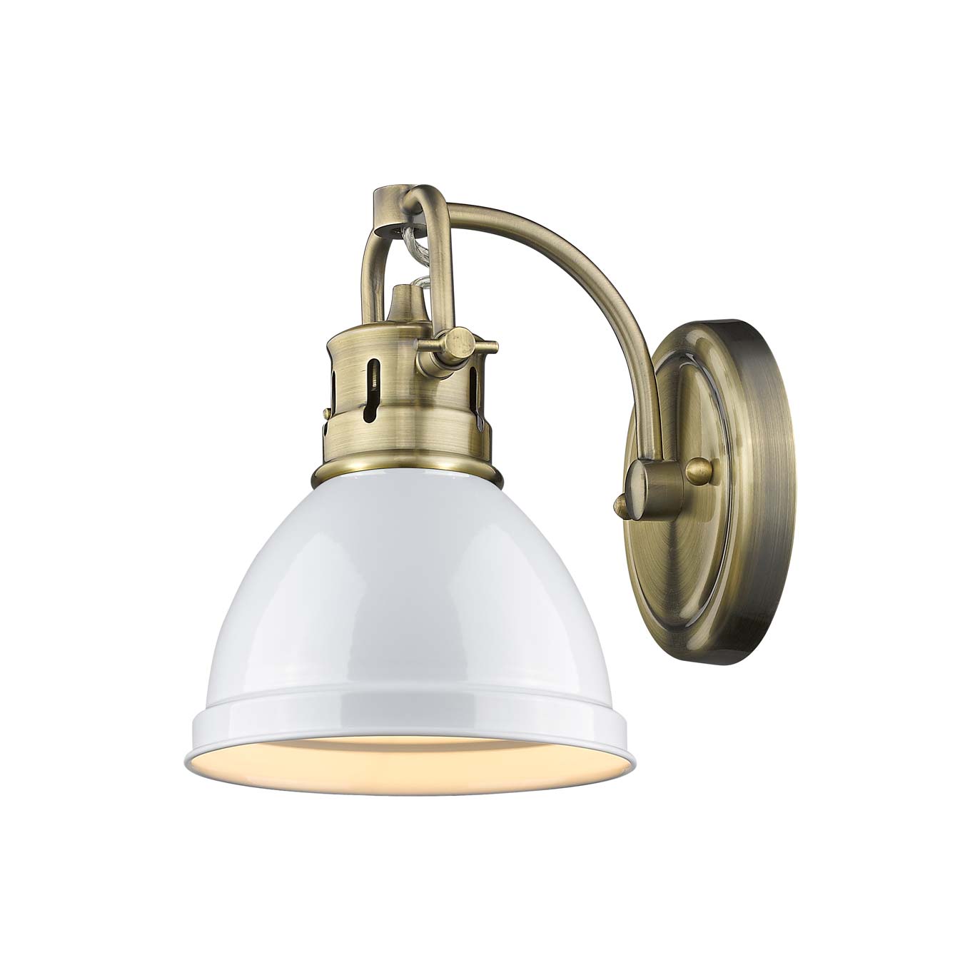 Yep by Golden Lighting Duncan 1-light Vanity in Aged Brass and White shade - - Golden Lighting