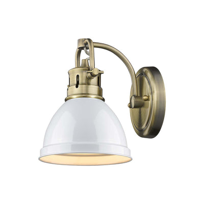 Yep by Golden Lighting Duncan 1-light Vanity in Aged Brass and White shade - - Golden Lighting