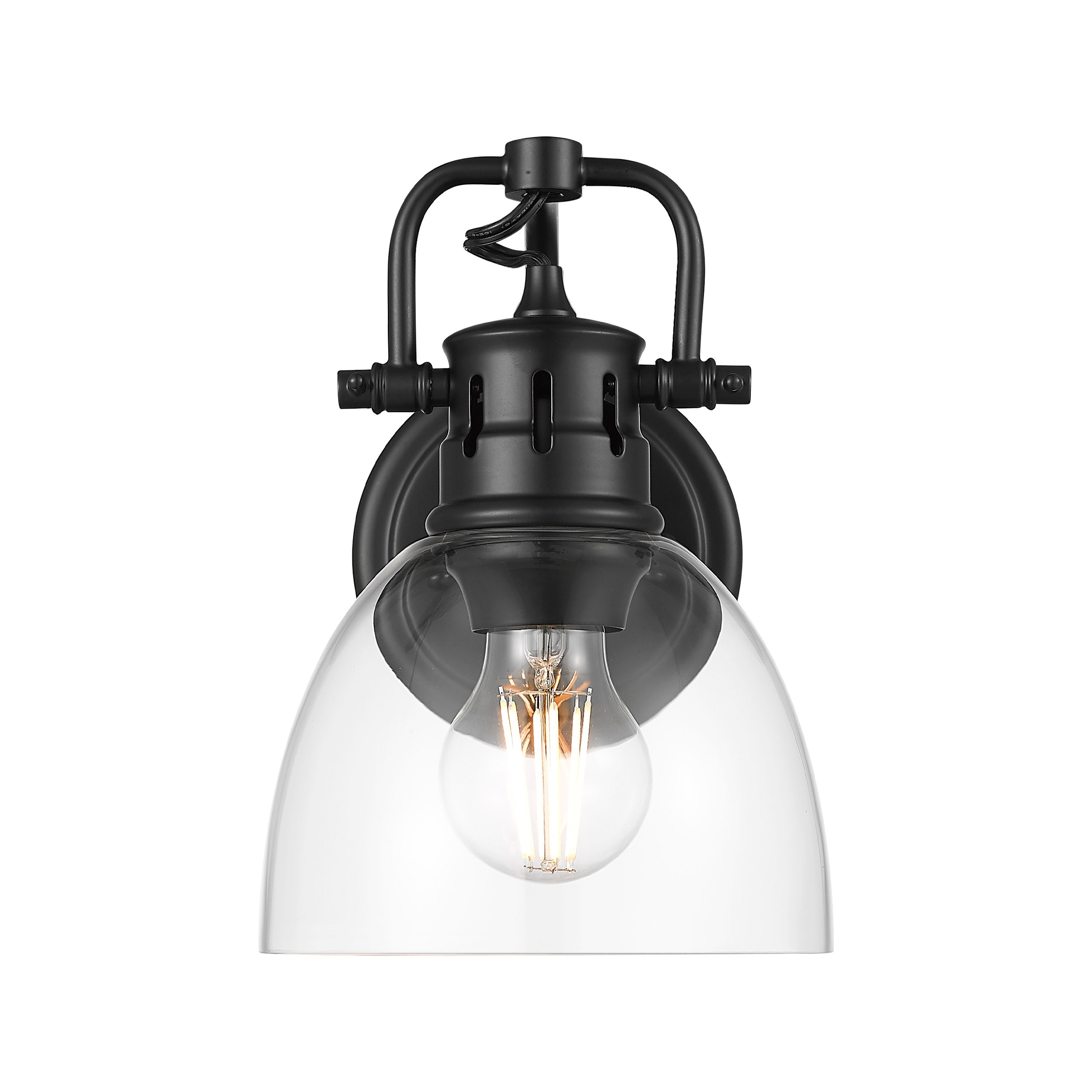 Yep by Golden Lighting Duncan 1-light Vanity in Matte Black and Clear Glass - - Golden Lighting
