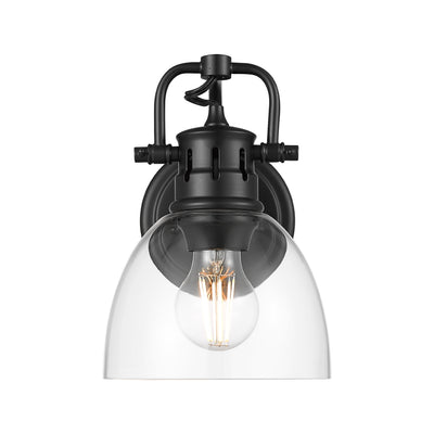 Yep by Golden Lighting Duncan 1-light Vanity in Matte Black and Clear Glass - - Golden Lighting
