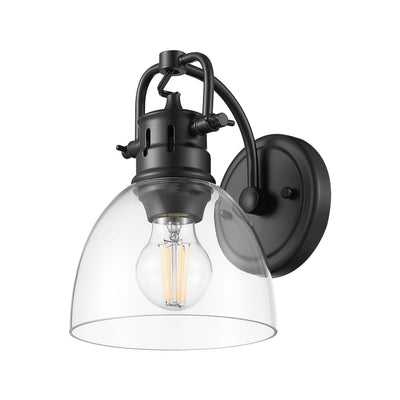Yep by Golden Lighting Duncan 1-light Vanity in Matte Black and Clear Glass - - Golden Lighting