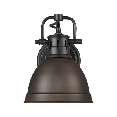 Yep by Golden Lighting Duncan 1-light Vanity in Matte Black and Rubbed Bronze shade - - Golden Lighting
