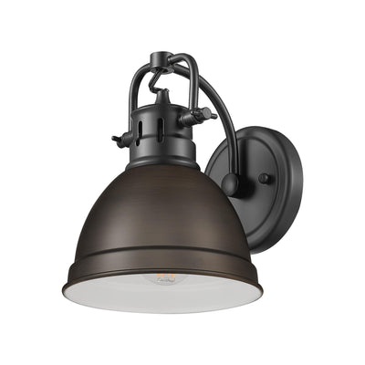 Yep by Golden Lighting Duncan 1-light Vanity in Matte Black and Rubbed Bronze shade - - Golden Lighting