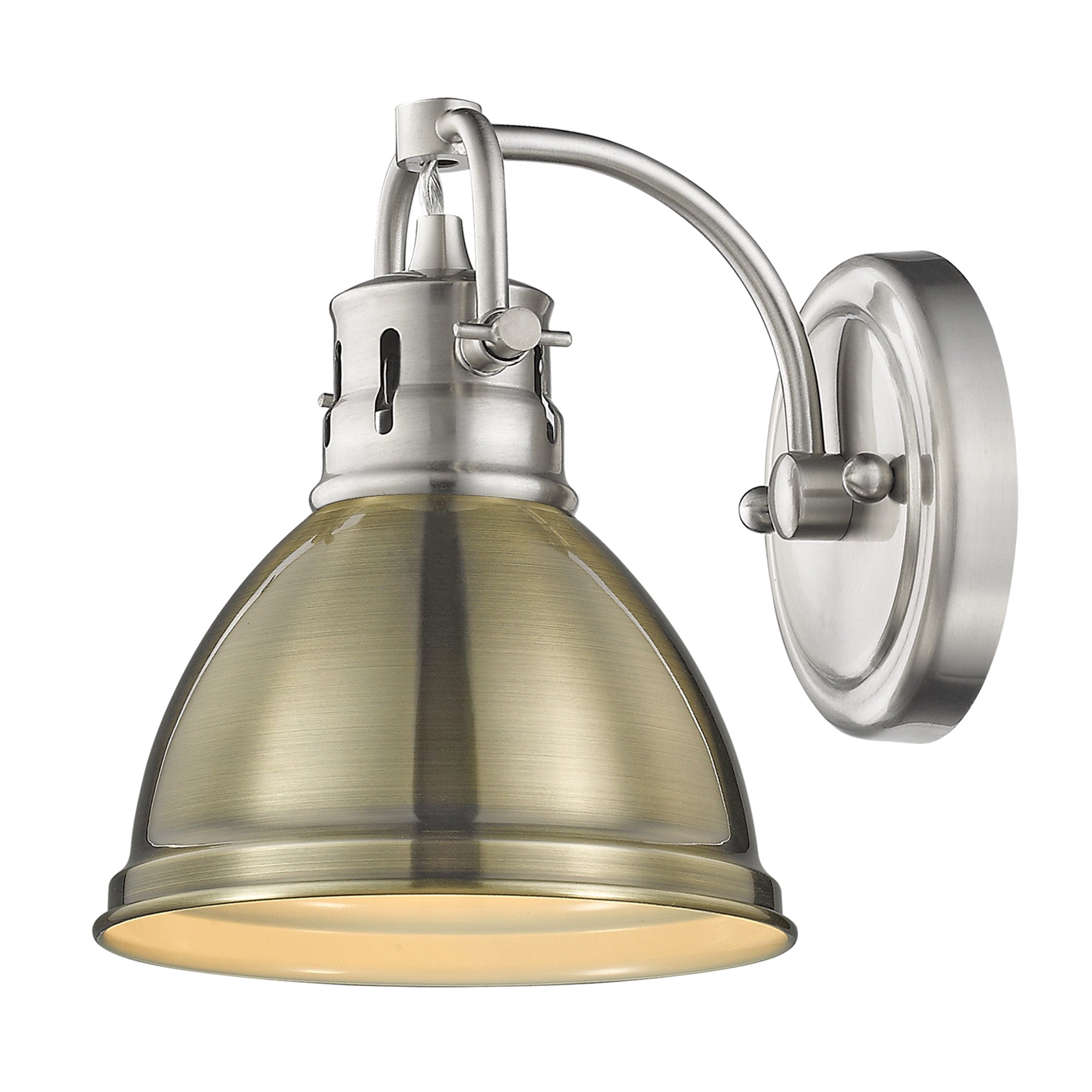 Yep by Golden Lighting Duncan 1-light Vanity in Pewter and Aged Brass shade - - Golden Lighting