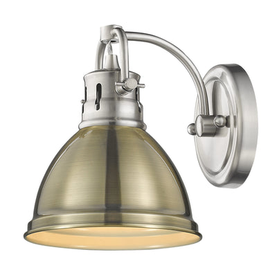 Yep by Golden Lighting Duncan 1-light Vanity in Pewter and Aged Brass shade - - Golden Lighting