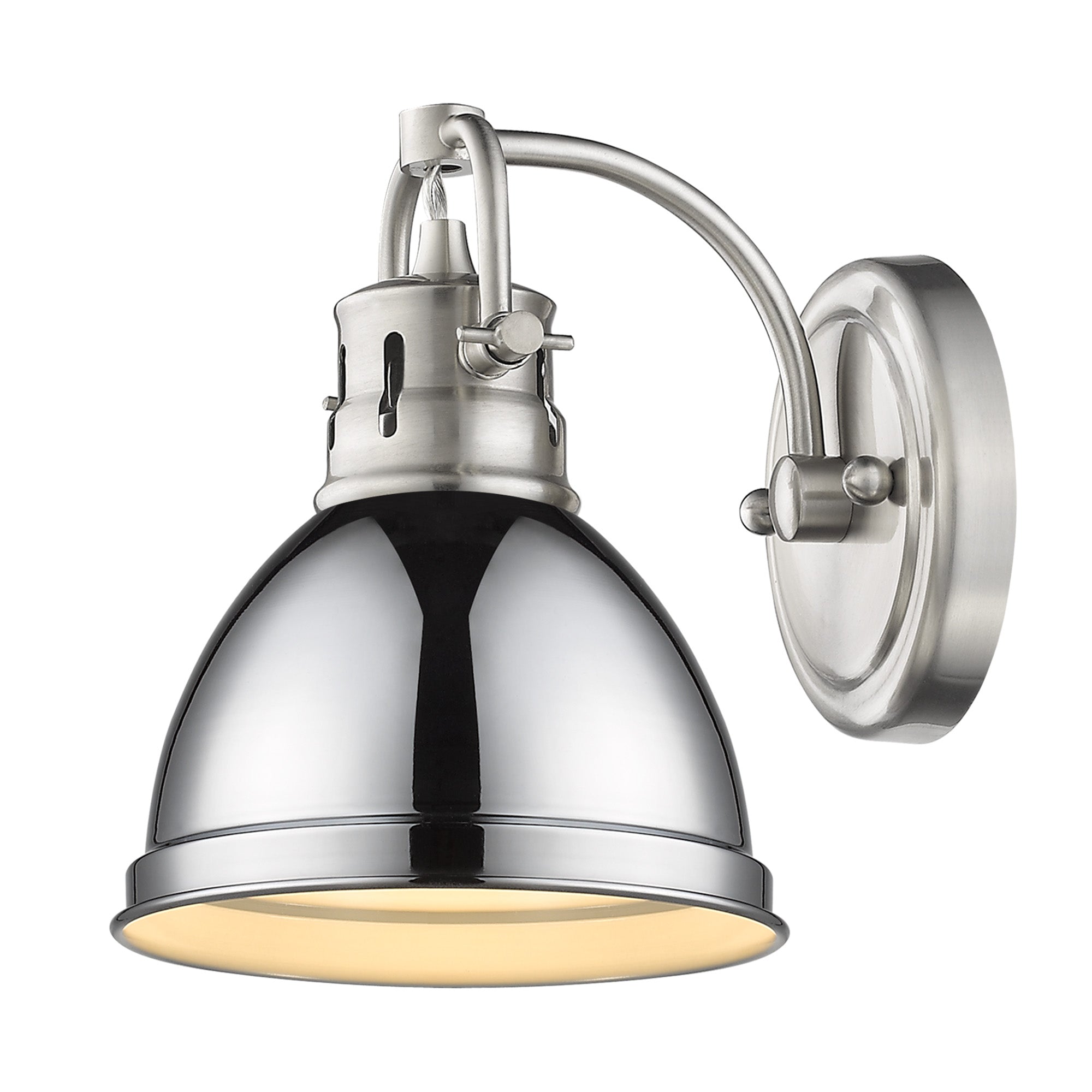 Yep by Golden Lighting Duncan 1-light Vanity in Pewter and Chrome shade - - Golden Lighting