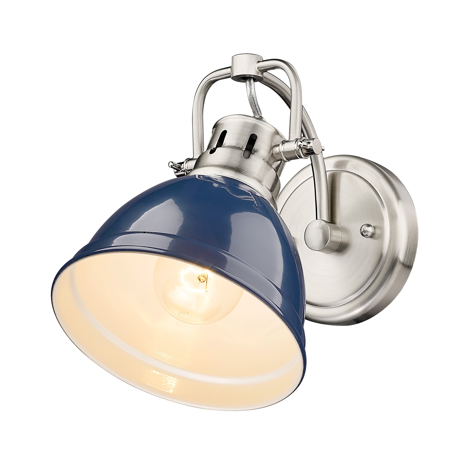 Yep by Golden Lighting Duncan 1-light Vanity in Pewter and Navy Blue shade - - Golden Lighting