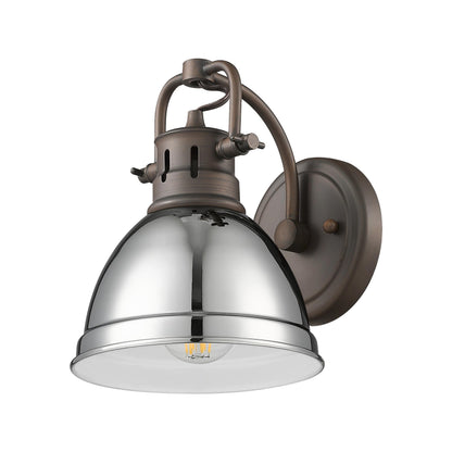 Yep by Golden Lighting Duncan 1-light Vanity in Rubbed Bronze and Chrome shade - - Golden Lighting