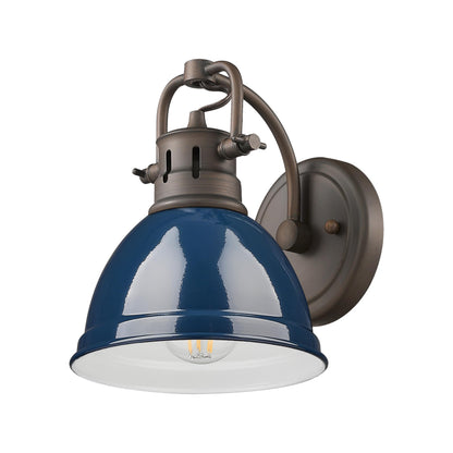 Yep by Golden Lighting Duncan 1-light Vanity in Rubbed Bronze and Navy Blue shade - - Golden Lighting