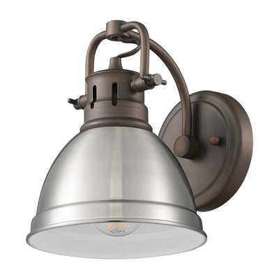 Yep by Golden Lighting Duncan 1-light Vanity in Rubbed Bronze and Pewter shade - - Golden Lighting