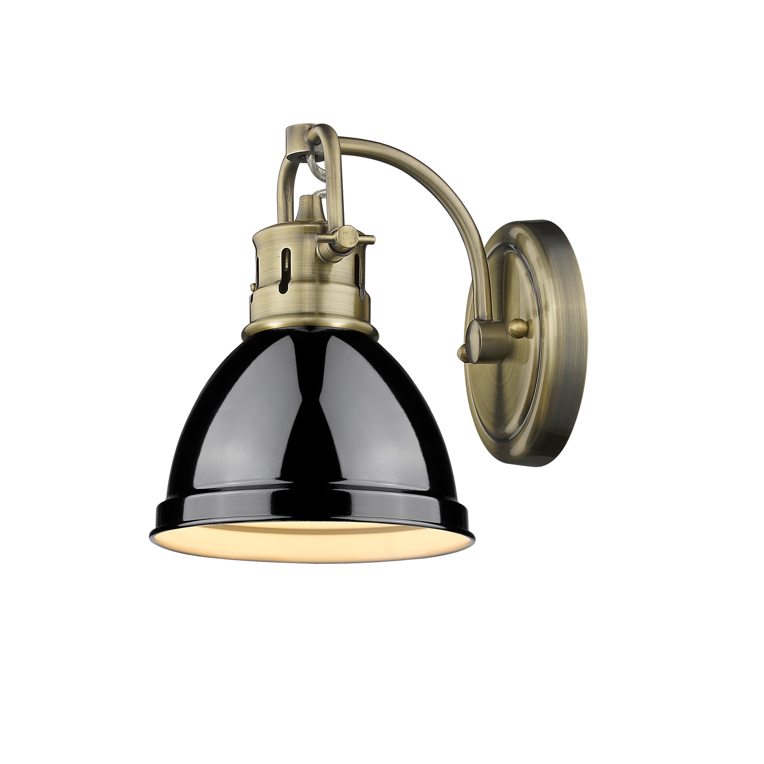 Duncan 1-Light Bath Vanity in Aged Brass with Black - - Golden Lighting