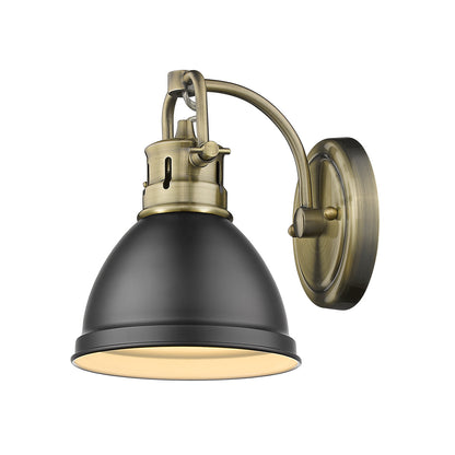 Duncan 1 Light Bath Vanity in Aged Brass with a Matte Black Shade - Aged Brass / Matte Black / Black - Golden Lighting