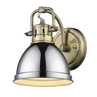Duncan 1-Light Bath Vanity in Aged Brass with Chrome - - Golden Lighting