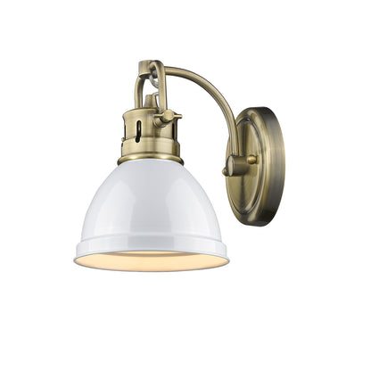 Duncan 1 Light Bath Vanity in Aged Brass with a White Shade - - Golden Lighting