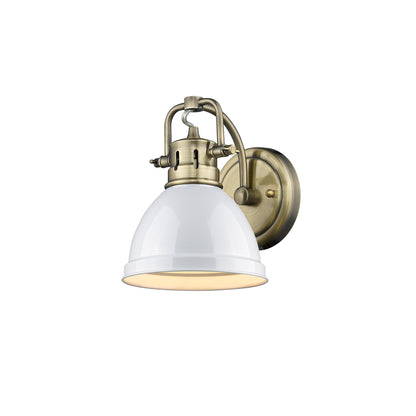 Duncan 1 Light Bath Vanity in Aged Brass with a White Shade - Aged Brass / White / White - Golden Lighting