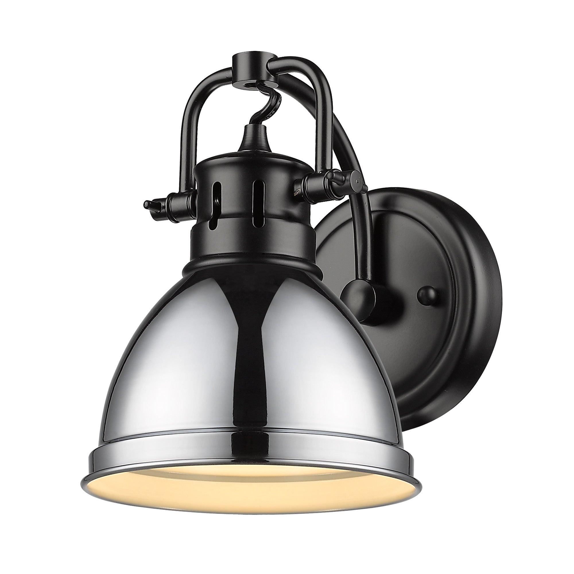 Duncan 1-Light Bath Vanity in Matte Black with Chrome - - Golden Lighting
