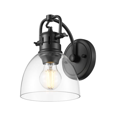 Yep by Golden Lighting Duncan 1-light Vanity in Matte Black and Clear Glass - - Golden Lighting