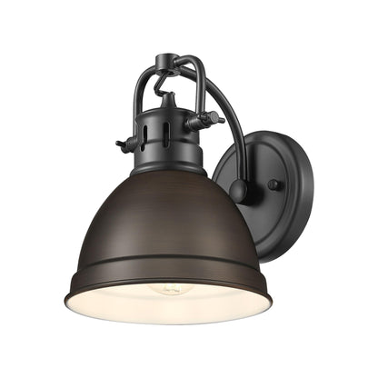 Duncan 1-Light Bath Vanity in Matte Black with Rubbed Bronze - Default Title - Golden Lighting