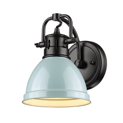 Yep by Golden Lighting Duncan 1-light Vanity in Matte Black and Seafoam shade - - Golden Lighting