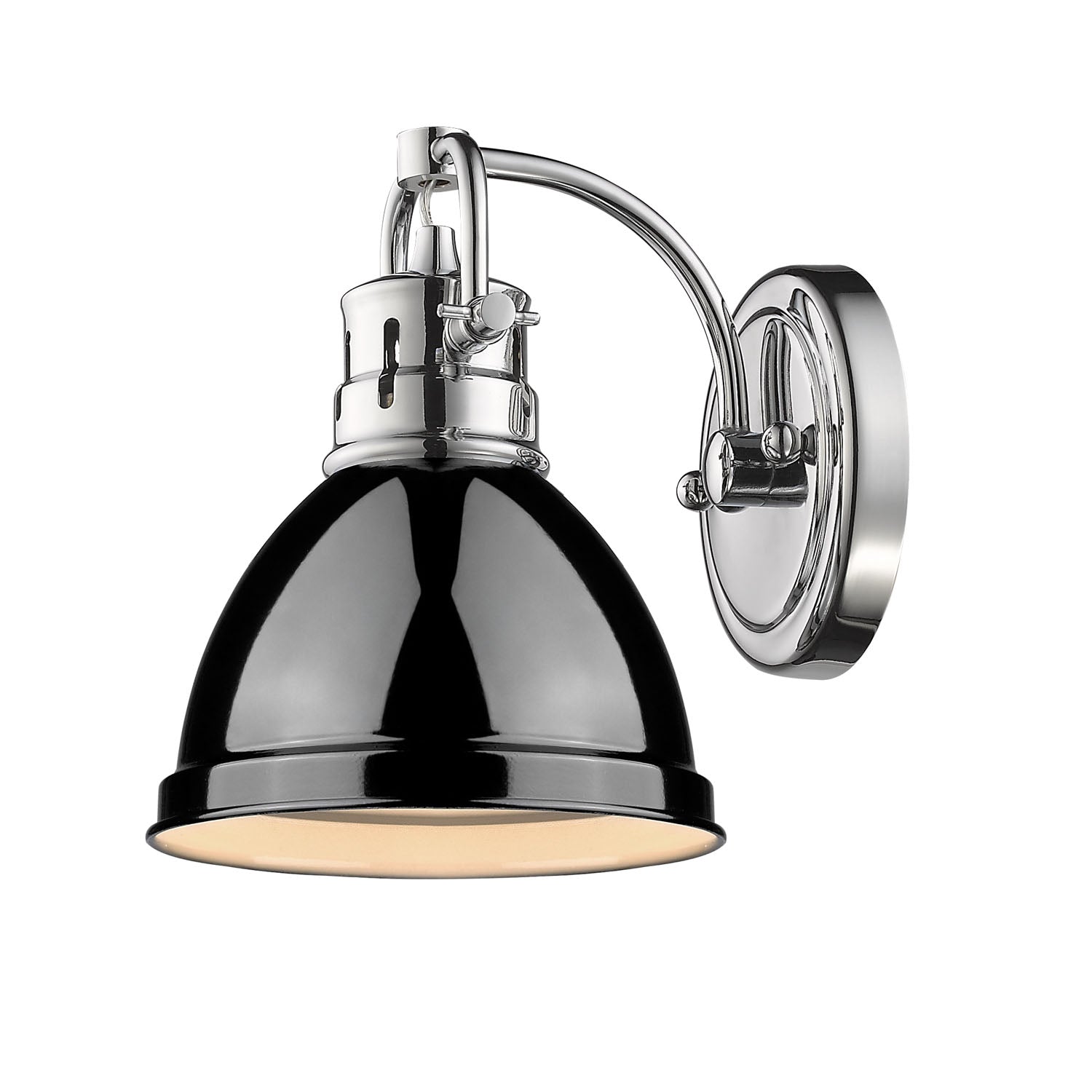 Duncan 1 Light Bath Vanity in Chrome with a Black Shade - - Golden Lighting