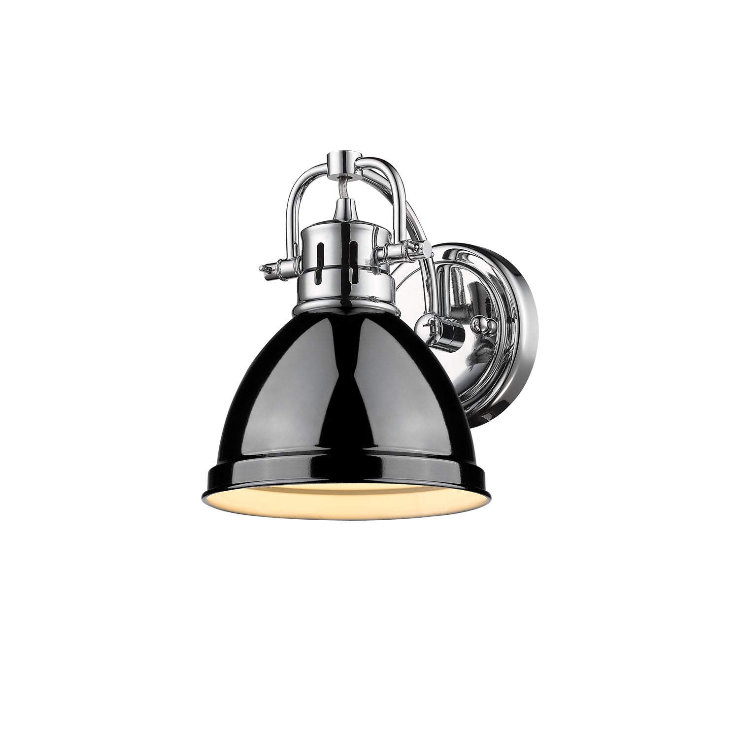 Duncan 1 Light Bath Vanity in Chrome with a Black Shade - Chrome / Black / Black - Golden Lighting