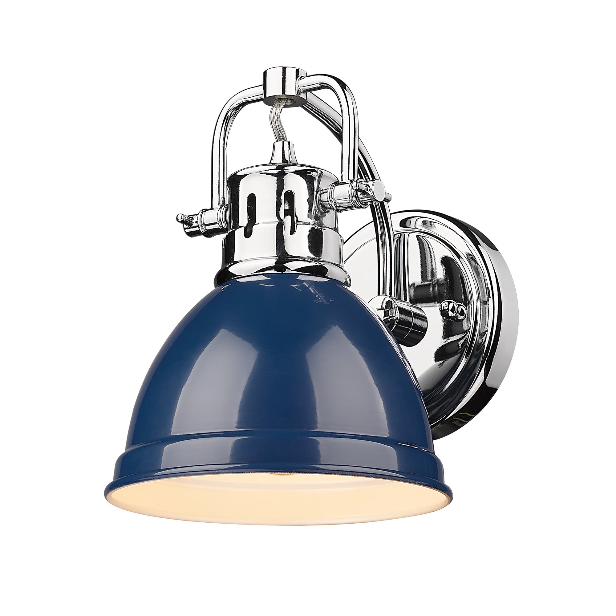 Duncan CH 1 Light Bath Vanity in Chrome with Navy Blue Shade - - Golden Lighting
