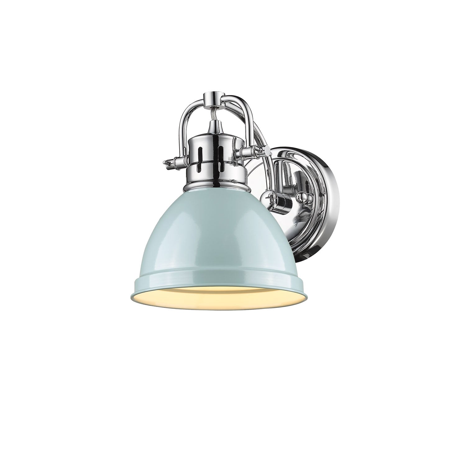 Duncan 1 Light Bath Vanity in Chrome with a Seafoam Shade - Chrome / Seafoam / Green - Golden Lighting