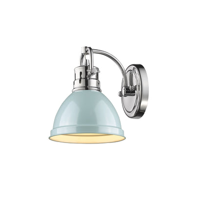 Duncan 1 Light Bath Vanity in Chrome with a Seafoam Shade - - Golden Lighting