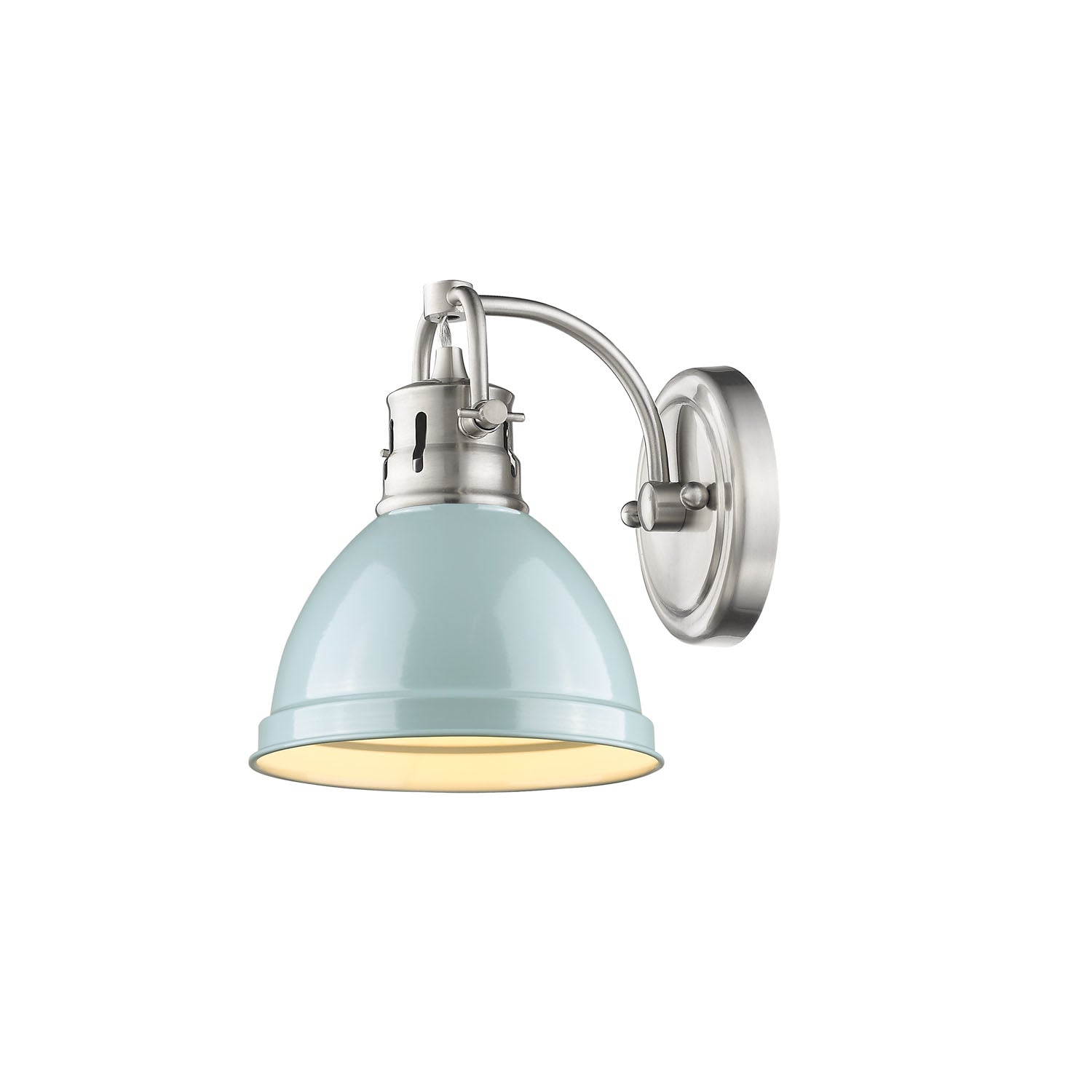 Duncan 1 Light Bath Vanity in Pewter with a Seafoam Shade - - Golden Lighting