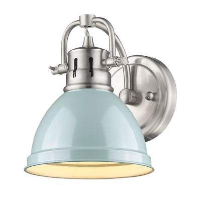 Yep by Golden Lighting Duncan 1-light Vanity in Pewter and Seafoam shade - - Golden Lighting