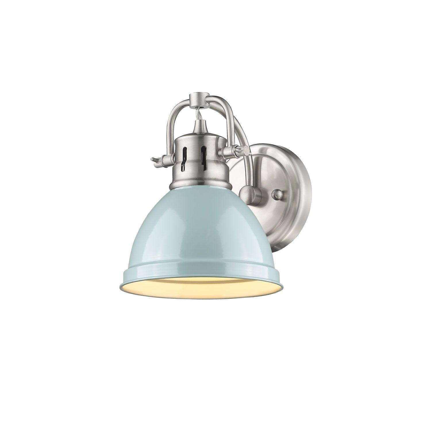 Duncan 1 Light Bath Vanity in Pewter with a Seafoam Shade - Pewter / Seafoam / Green - Golden Lighting