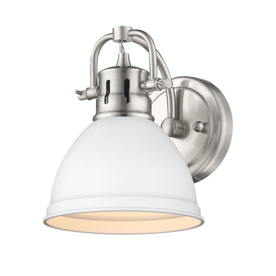 Yep by Golden Lighting Duncan 1-light Vanity in Pewter and Matte White shade - - Golden Lighting