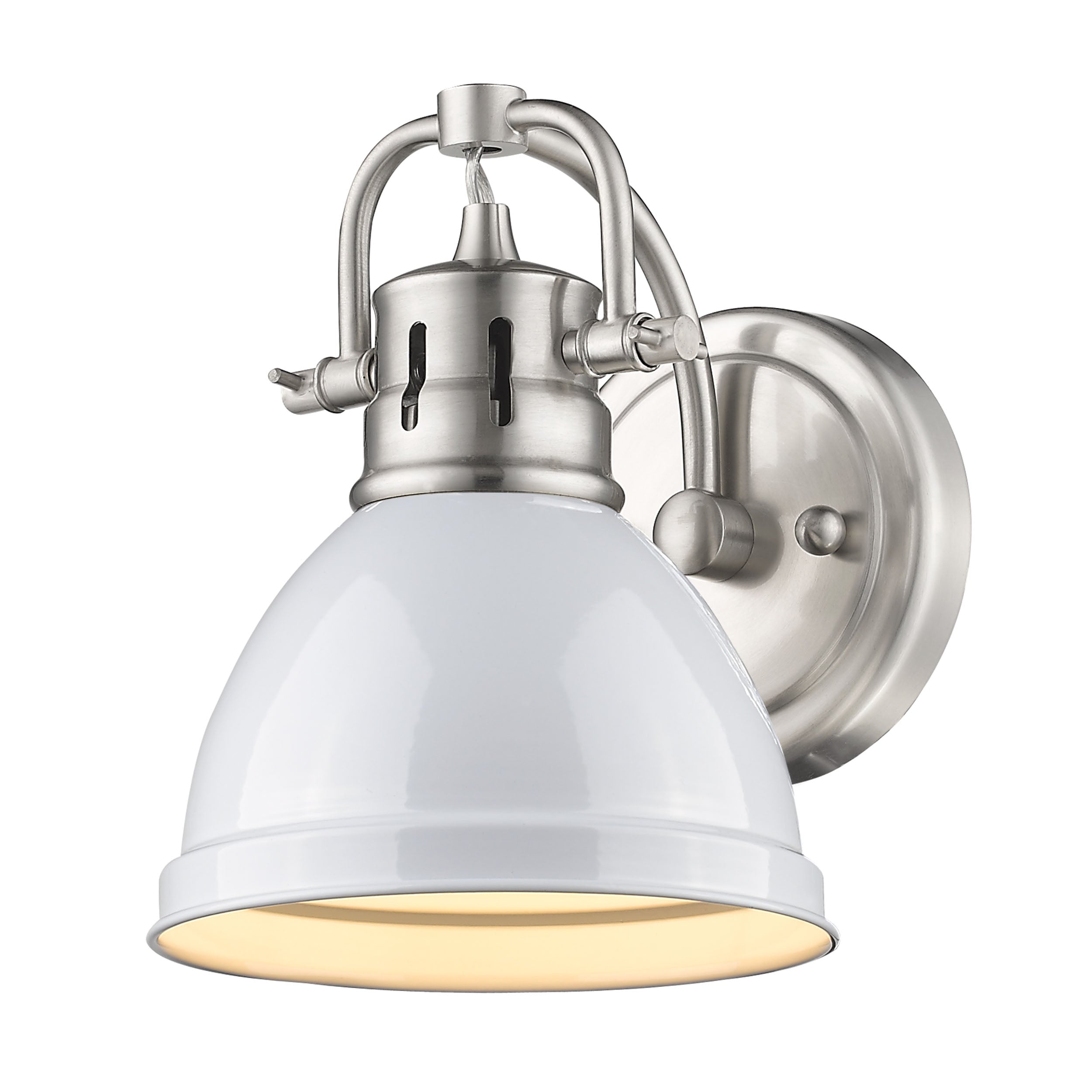 Yep by Golden Lighting Duncan 1-light Vanity in Pewter and White shade