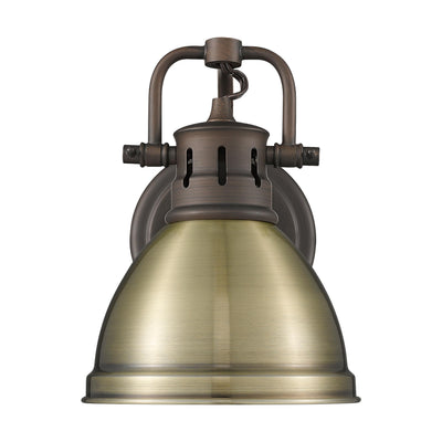 Yep by Golden Lighting Duncan 1-light Vanity in Rubbed Bronze and Aged Brass shade - Default Title - Golden Lighting