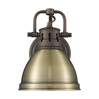 Yep by Golden Lighting Duncan 1-light Vanity in Rubbed Bronze and Aged Brass shade - Default Title - Golden Lighting