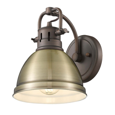 Yep by Golden Lighting Duncan 1-light Vanity in Rubbed Bronze and Aged Brass shade - - Golden Lighting