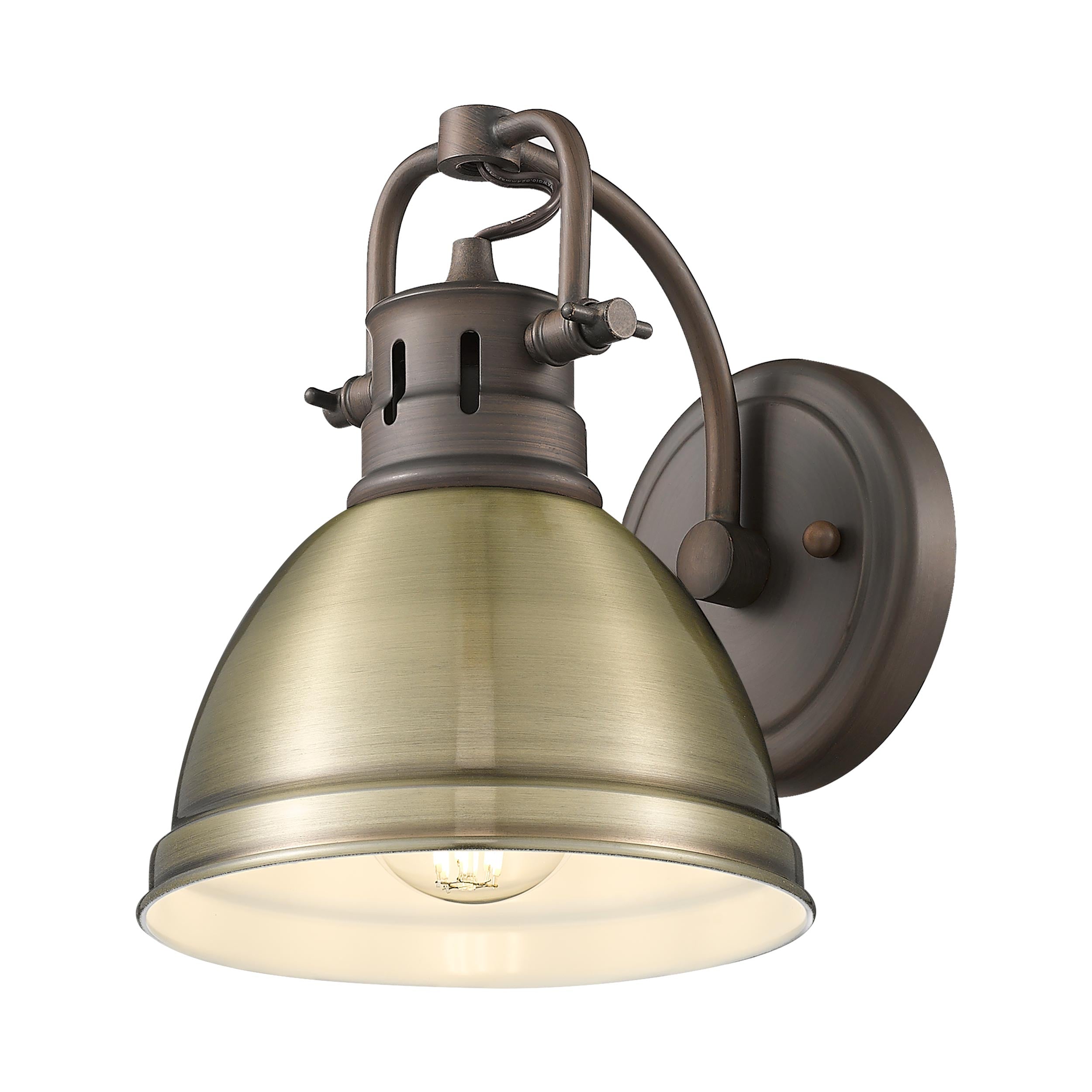 Duncan 1-Light Bath Vanity in Rubbed Bronze with Aged Brass - Default Title - Golden Lighting