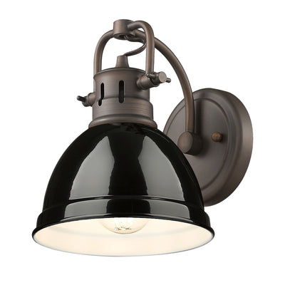 Yep by Golden Lighting Duncan 1-light Vanity in Rubbed Bronze and Black shade - - Golden Lighting