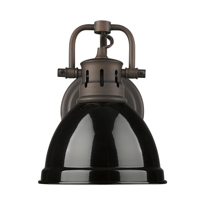 Yep by Golden Lighting Duncan 1-light Vanity in Rubbed Bronze and Black shade - Default Title - Golden Lighting