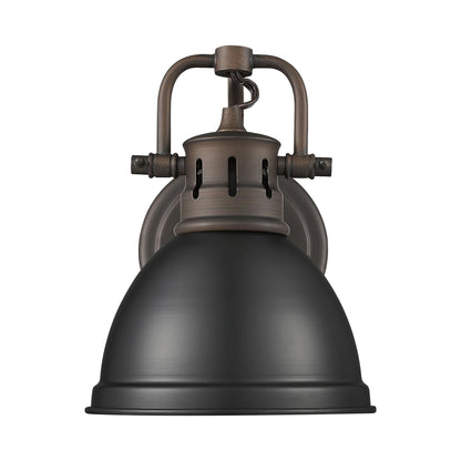 Yep by Golden Lighting Duncan 1-light Vanity in Rubbed Bronze and Matte Black shade