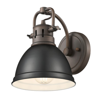 Yep by Golden Lighting Duncan 1-light Vanity in Rubbed Bronze and Matte Black shade - - Golden Lighting