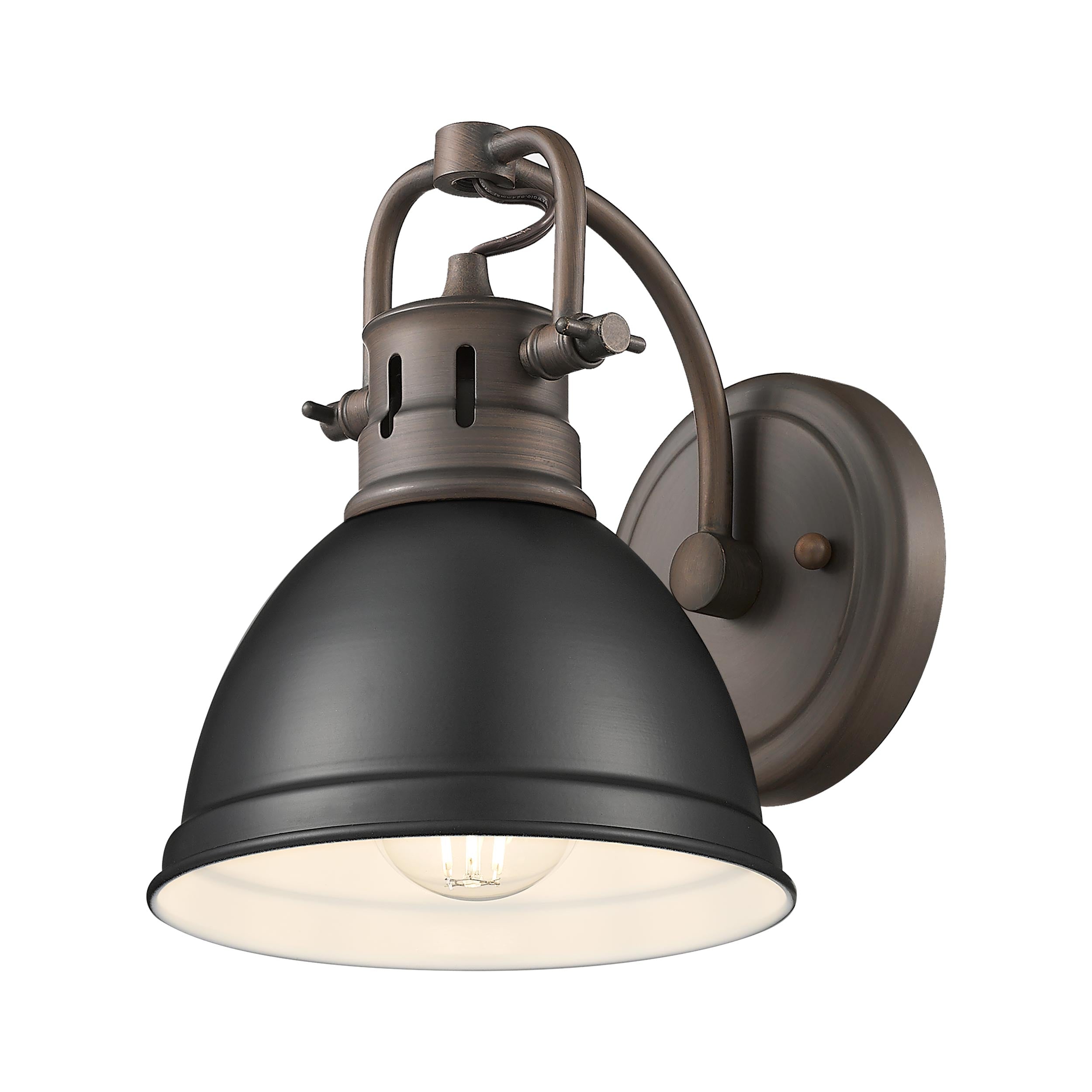 Duncan 1-Light Bath Vanity in Rubbed Bronze with Matte Black - Default Title - Golden Lighting