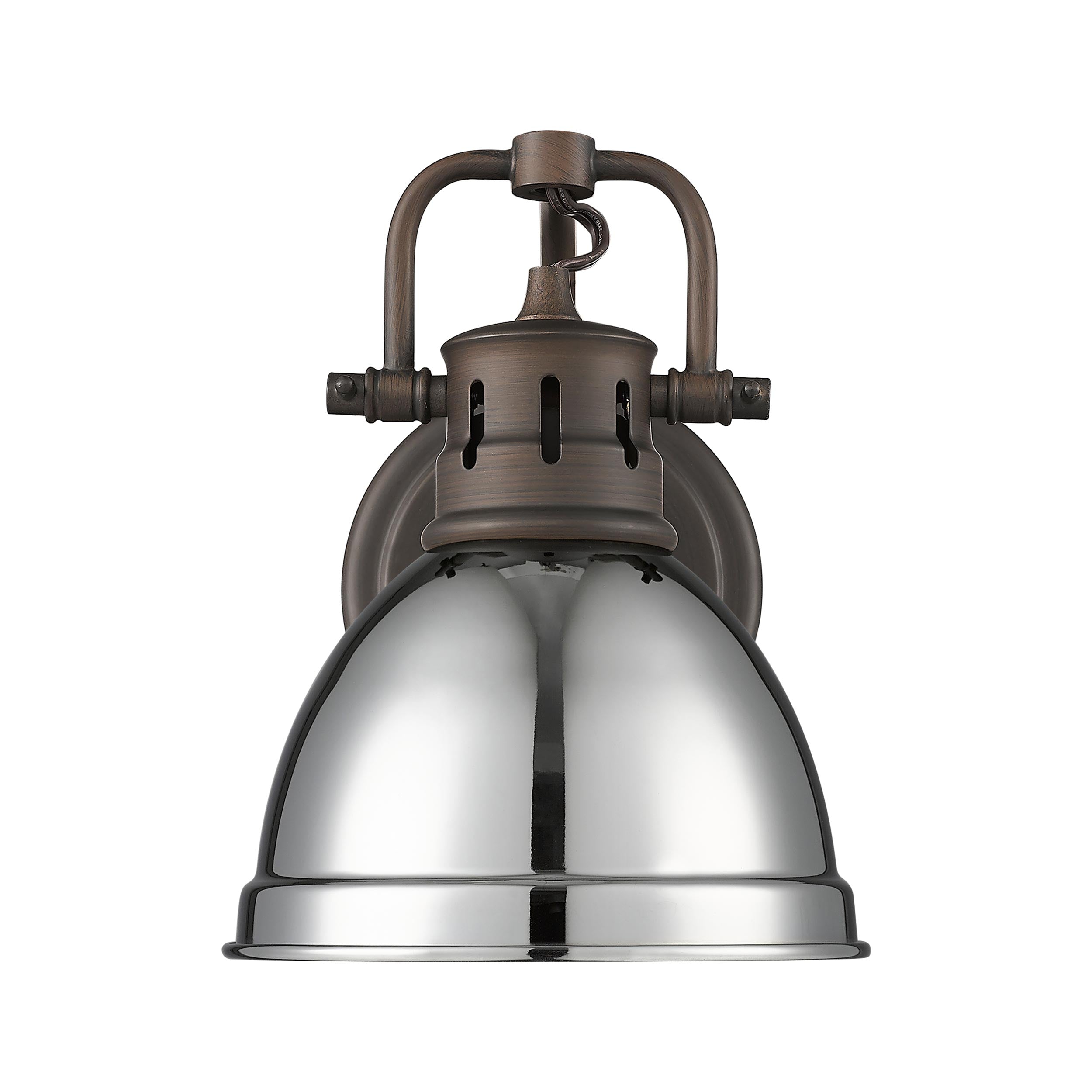 Yep by Golden Lighting Duncan 1-light Vanity in Rubbed Bronze and Chrome shade