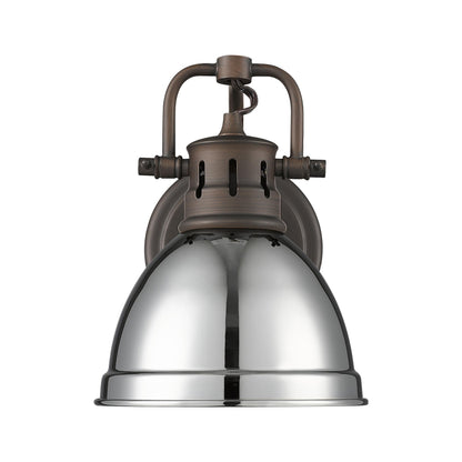 Yep by Golden Lighting Duncan 1-light Vanity in Rubbed Bronze and Chrome shade - Default Title - Golden Lighting