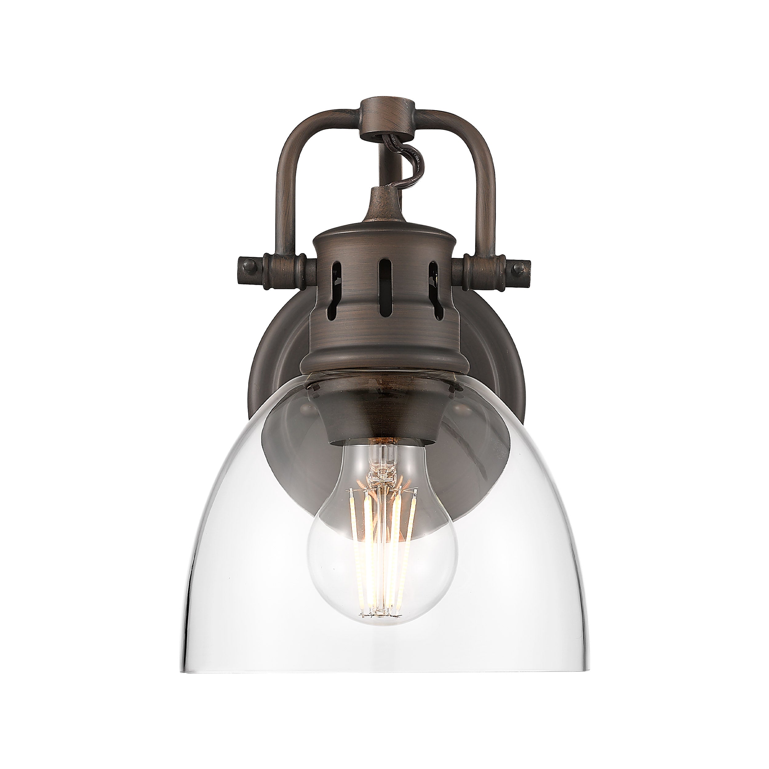 Yep by Golden Lighting Duncan 1-light Vanity in Rubbed Bronze and Clear Glass