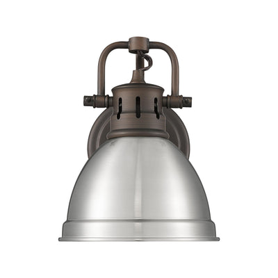 Yep by Golden Lighting Duncan 1-light Vanity in Rubbed Bronze and Pewter shade - Default Title - Golden Lighting
