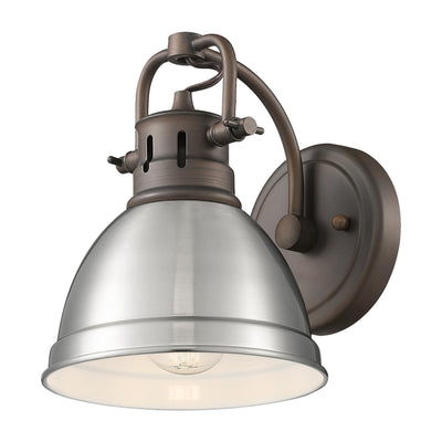 Yep by Golden Lighting Duncan 1-light Vanity in Rubbed Bronze and Pewter shade - - Golden Lighting