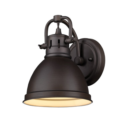 Duncan 1 Light Bath Vanity in Rubbed Bronze with a Rubbed Bronze Shade - - Golden Lighting